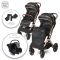 Carucior pentru nou-nascut, Lorelli Storm, pana la 22 kg, cadru aluminiu, Luxe Black