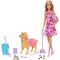 Papusa cu catelus si accesorii, Barbie Malibu, Family&Friends, JJB46