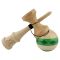 Jucarie de indemanare din lemn, Kendama X, Frequency Flippy, Super Sticky, 18 cm, Verde, Maro