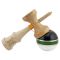 Jucarie de indemanare din lemn, Kendama X, Royal Spike Flippy, Super Sticky, 18 cm, Negru Verde, Gold Alb