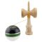 Jucarie de indemanare din lemn, Kendama X, Royal Spike Flippy, Super Sticky, 18 cm, Negru Verde, Gold Alb