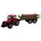 Tractor rosu cu remorca cu lemne, cu lumini si sunete, Maxx Wheels, 44 cm