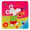 Mini puzzle din lemn, Woody, Animalute, 5, 6 piese