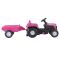 Tractor cu pedale si remorca, Dolu, Unicorn, Roz