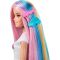 Papusa cu accesorii pentru par, Barbie, Rainbow Sparkle Hair, JJP07