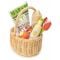 Cos de cumparaturi din rachita din lemn premium, Tender Leaf Toys, 13 piese