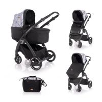 Set Carucior Lorelli California, cadru din aluminiu, cos landou inclus, Grey Marble