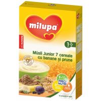 Cereale Milupa Musli Junior 7 cereale cu banane si prune, 250g