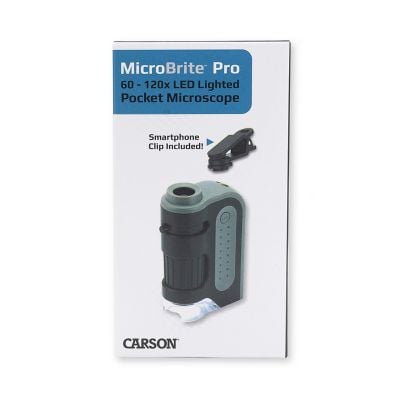 N01000020_001 046876000201 Microscop de buzunar cu LED, Carson, marire 60-120x, cu adaptor pentru smartphone, MicroBrite