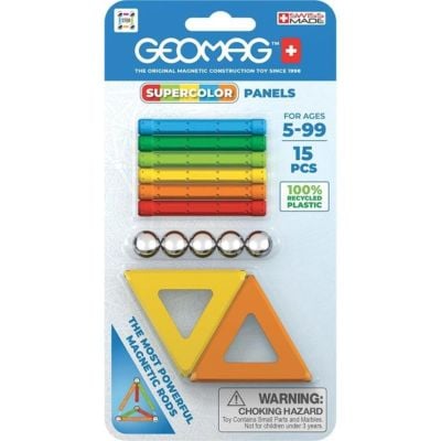GEOM376_001w 0871772003762 Joc magnetic de constructie, Geomag, Supercolor Panels Recycled Blister, 15 piess