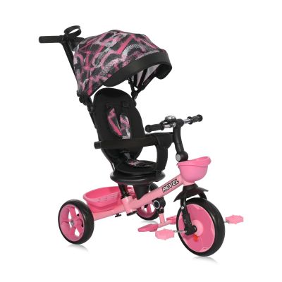 N00010166_001 3800166101668 Tricicleta pentru copii cu sezut rotativ la 360 grade, Lorelli Revel, 1-5 ani, Pink Grunge