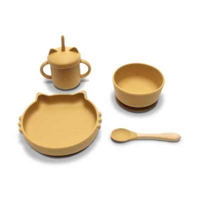 N00001398_001 3800166113982 Set de hranire din silicon natural, Lorelli, 4 piese, 6 luni+, Yellow