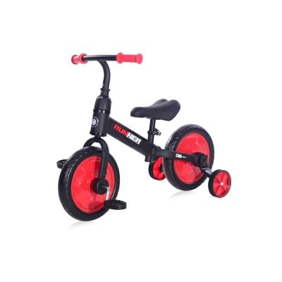 N00097049_001 3800151970491 Bicicleta de echilibru, 2 in 1, cu pedale si roti auxiliare, Lorelli Runner, Black Red