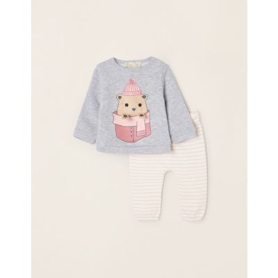 31046952013 5607389767866 Set bluza cu maneca lunga si colanti, Zippy, Bear, gri-roz