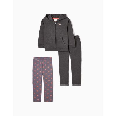 31047201010 5607389807586 Set hanorac cu gluga si buzunare, colanti si pantaloni, Zippy, gri