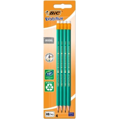 8902753_001 3270220049012 Set 4 creioane cu radiera Grafit Eco Evolution Bic, HB 2
