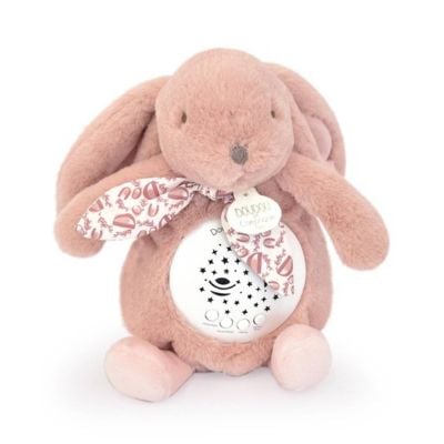 N00004200_001 3700335242003 Veioza muzicala cu proiectie, Doudou, Iepuras pufos, 19 cm, Roz