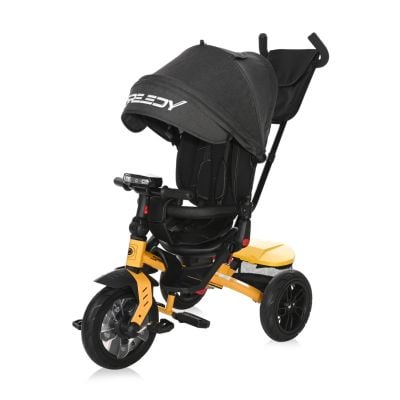 N00096992_001 3800151969921 Tricicleta multifunctionala, 4 in 1, roti gonflabile, scaun rotativ, Lorelli Speedy Air, Yellow Black