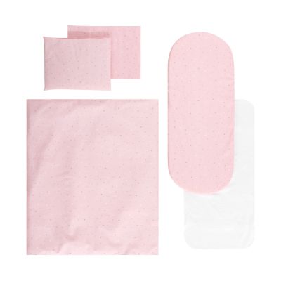N00010553_001 3800166105536 Set 7 piese, lenjerie pentru carucior cu protectie impermeabila Lorelli, Pink Sky