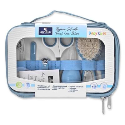 Set de ingrijire bebelusi, Lorelli, 7 produse esentiale, 0 luni+, Moonlight Blue