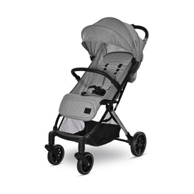 Carucior pentru nou-nascut, Lorelli Ribera, tip troler, dimensiuni compatibile avion, Grey Icy