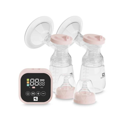 Pompa de san electrica dubla, Lorelli Eva, 4 moduri de operare, 2 sesiuni simultan, functie masaj, 9 niveluri de aspiratie, 180 ml x 2, Pink