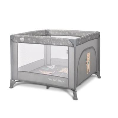 Tarc de joaca, Lorelli Play N Relax, 100 x 100 x 75 cm, deschidere laterala, geanta de transport, Grey Adventure