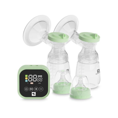 Pompa de san electrica dubla, Lorelli Eva, 4 moduri de operare, 2 sesiuni simultan, functie masaj, 9 niveluri de aspiratie, 180 ml x 2, Green