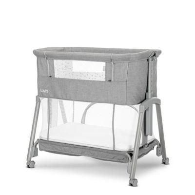 Patut Co sleeper copii, Lorelli Layla, 2 in 1, cu latura pliabila, reglabil pe inaltime, sistem anti-reflux, Grey