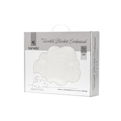 Paturica pentru bebelusi, Lorelli Twinkle, material moale, model decorativ in relief, 80 x 110 cm, White
