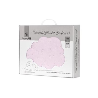 Paturica pentru bebelusi, Lorelli Twinkle, material moale, model decorativ in relief, 80 x 110 cm, Pink