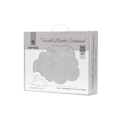 Paturica pentru bebelusi, Lorelli Twinkle, material moale, model decorativ in relief, 80 x 110 cm, Grey