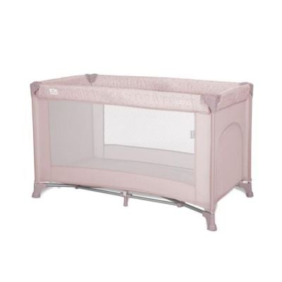 Patut pliabil, Lorelli Torino, 1 nivel, cu saltea inclusa si usa laterala cu fermoar, Pink