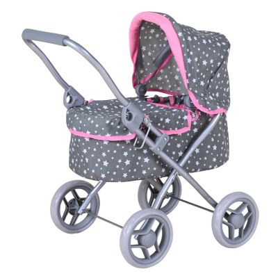 Carucior pentru papusi, Knorr Toys Mini Lili, copertina reglabila, husa de picioare, 56 x 35 x 56 cm, Star Grey