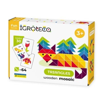 Joc educativ, Mozaic triunghiuri din lemn, Igroteco, 64 piese