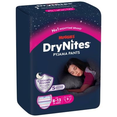 Scutece Huggies DryNites Conv, 8-13 ani, Girl, 9 buc, 30-48 kg