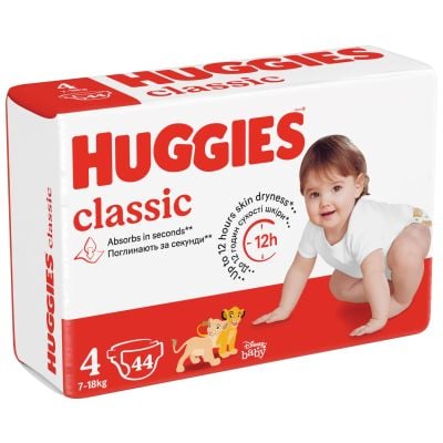 Scutece Huggies, Classic Jumbo, Nr 4, 7-18 kg, 44 buc