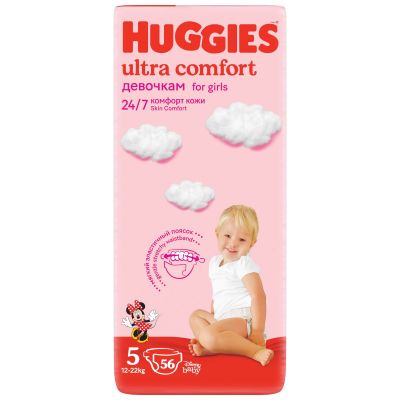 9402498_001w 5029053543642 Scutece Huggies Ultra Comfort Girls, Nr 5, 12 - 22 Kg, 56 buc