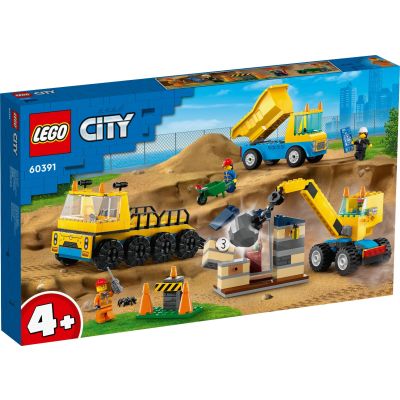 N00060391_001w 5702017416465 LEGO® City - Camioane de constructie si macara cu bila pentru demolari (60391)