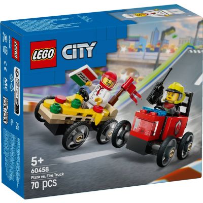 N00060458_001w 5702017812588 LEGO® City - Pachet de curse Furgoneta de pizza vs. autospeciala de pompieri (60458)