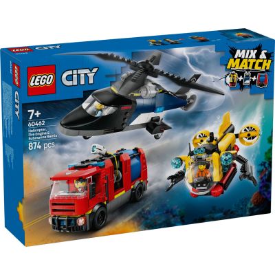 N00060462_001w 5702017812625 LEGO® City - Elicopter, autospeciala de pompieri si submarin in versiuni remixate (60462)