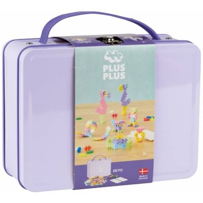 N00000343_001 5710409103435 Set constructie, Plus-Plus, 600 piese, portabil, in cutie metalica, Culori pastelate