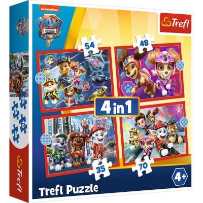 Puzzle Trefl 4 in 1, In oras, Paw Patrol (35, 48, 54, 70 piese)