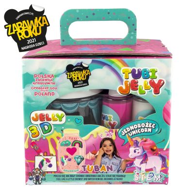 Set gel modelator Tubi Jelly, Tuban, cu 6 culori si acvariu mic, Unicorn