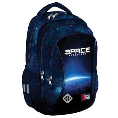 Ghiozdan cu 3 compartimente, St Majewski, St.Right Blue Earth View, 39 cm