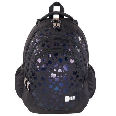 Ghiozdan cu 4 compartimente, St Majewski, St.Right Black Cats, 42 cm, Negru