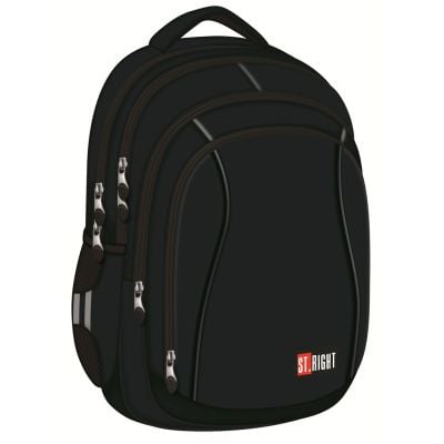 Ghiozdan cu 4 compartimente, St Majewski, St.Right Black, 43 x 32 x 20 cm