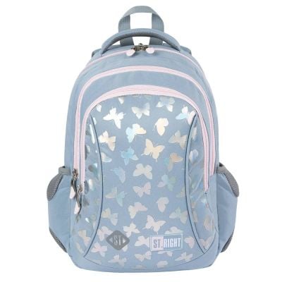 Ghiozdan cu 3 compartimente, St Majewski, St.Right Silver Butterflies, 39 cm