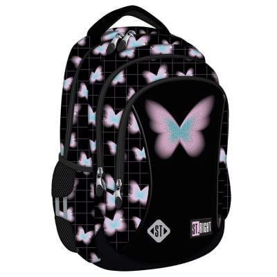 Ghiozdan cu 3 compartimente, St Majewski, St.Right Pastel Butterfly, 39 cm