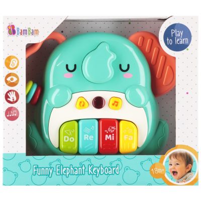 Jucarie interactiva, BamBam, Pian cu 4 clape, Elefant